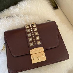 Valentino by Mario Valentino Textured Crossbody Bag - Dark Maroon/Brown